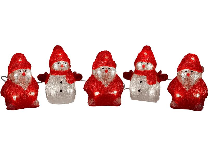 Konstsmide LED-Figur Acryl Schneemänner & Santas, 5er Set Weihnachtsfigur