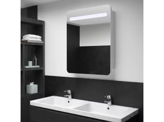 Armoire de salle de bain à miroir LED 60x11x80 cm