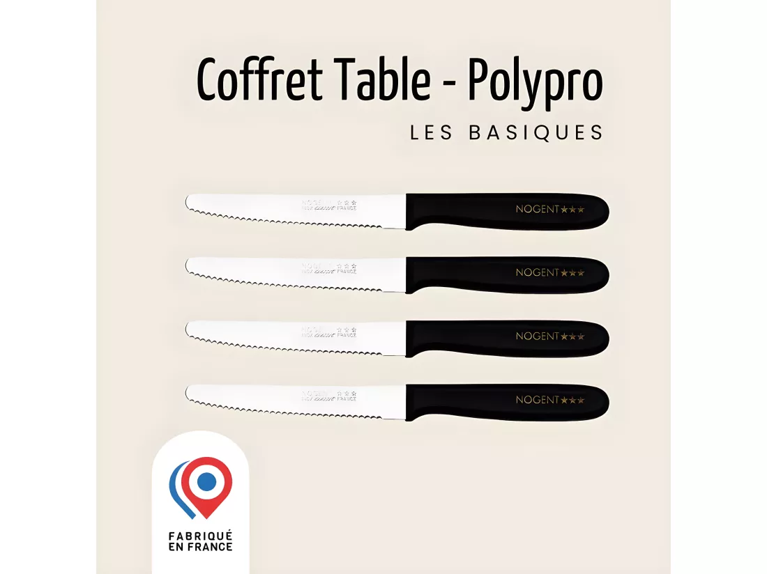 Nogent 3 Etoiles Coffret de 4 couteaux de table noir - 00095v