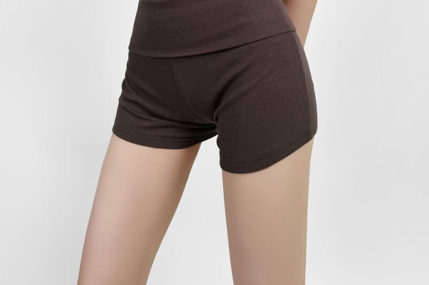 Faiar - Effen crop top / korte broek met gemiddelde taille