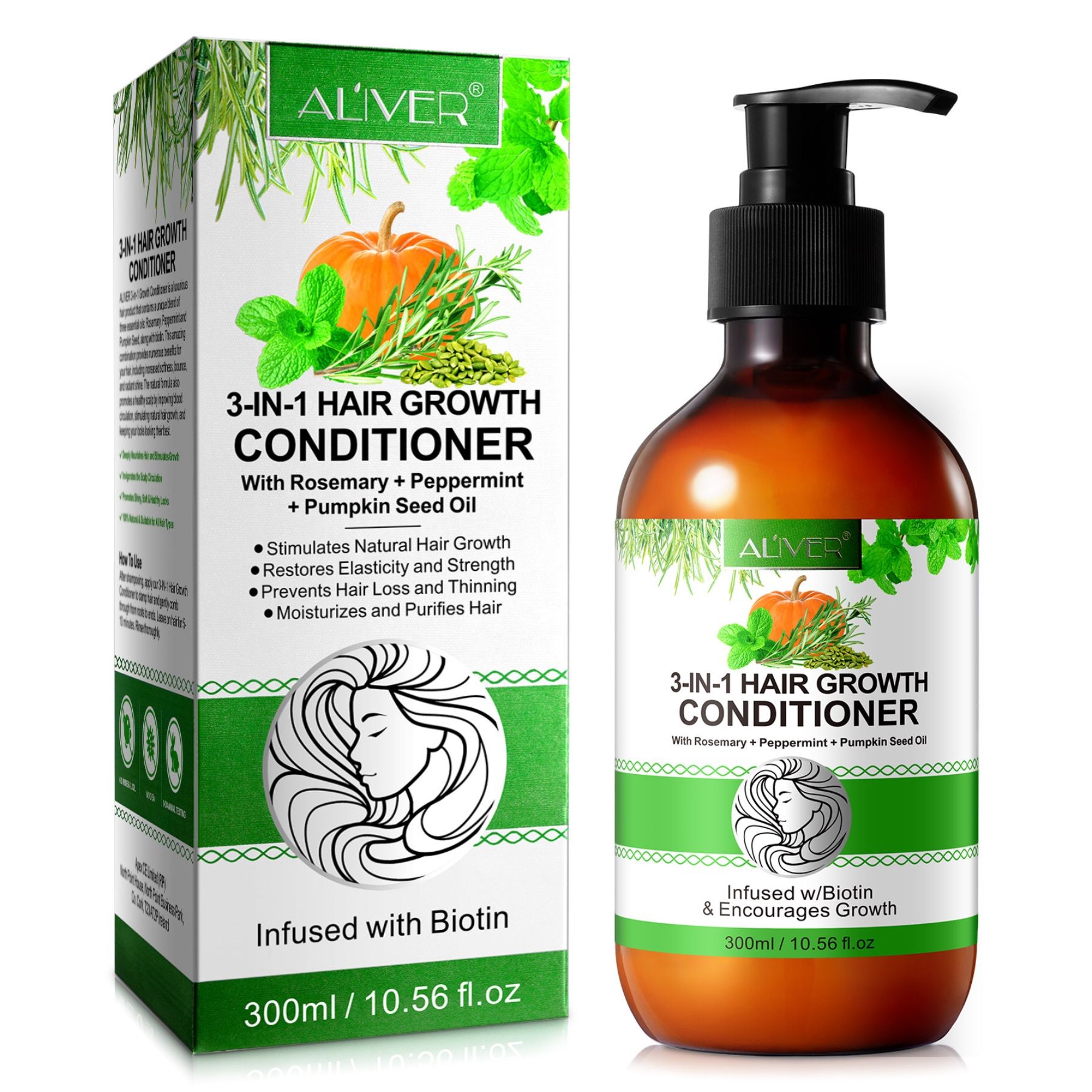 ALIVER 3-in-1 Rosmarin Minze Kürbis Haarspülung
