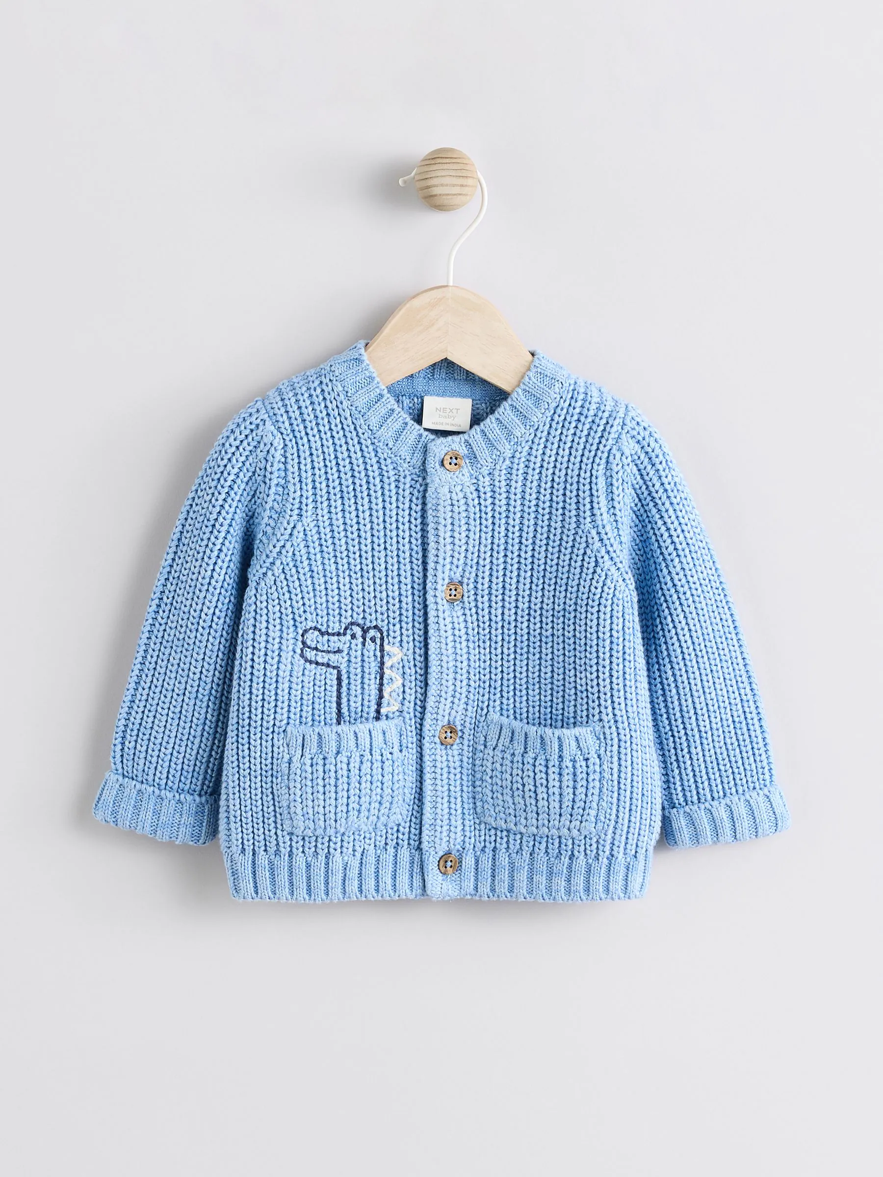 Blauw met krokodillenprint - 100% katoenen vest (0mnd -2jr)
