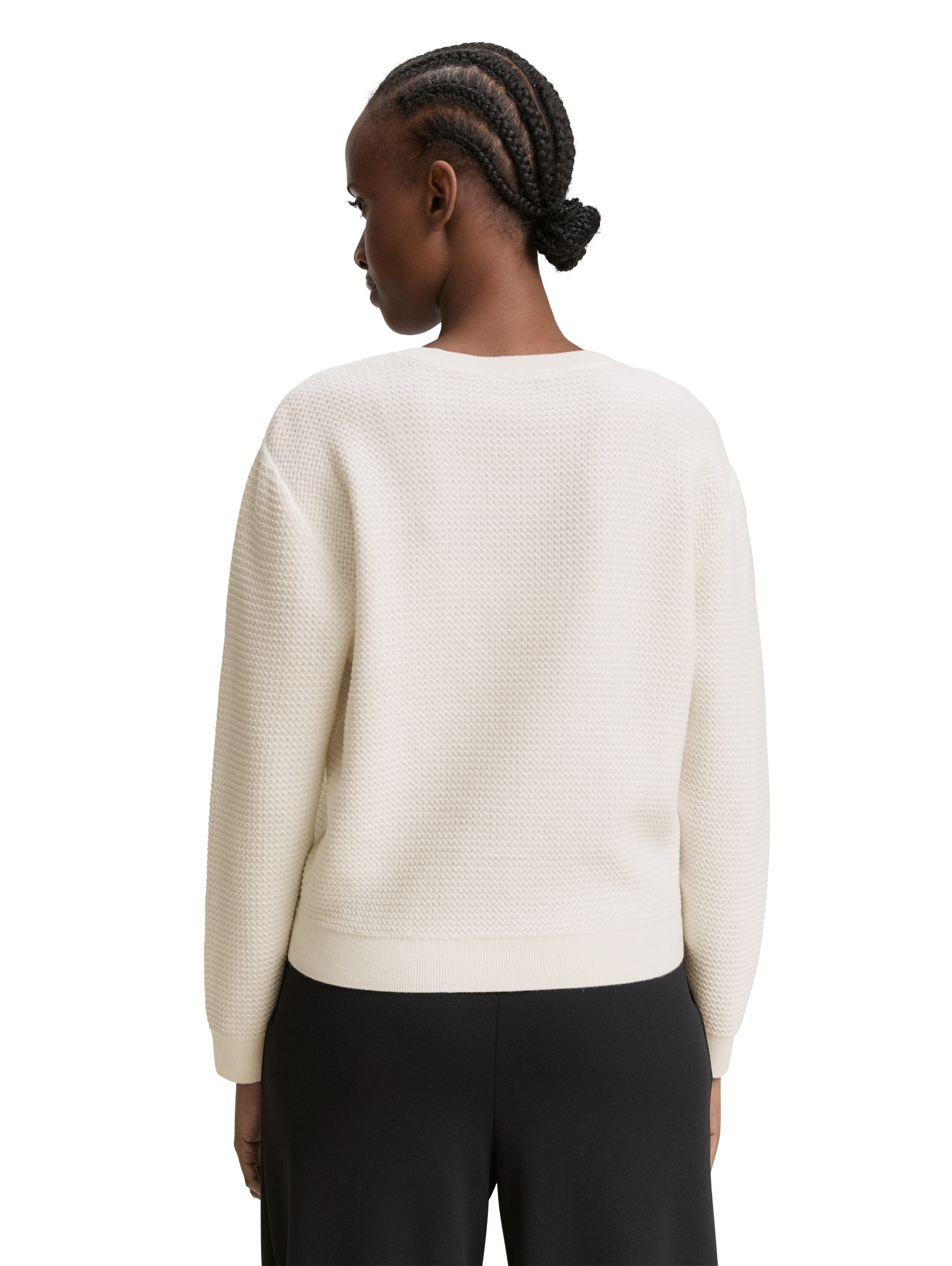 TOM TAILOR Denim V-Ausschnitt-Pullover mit Rippbündchen