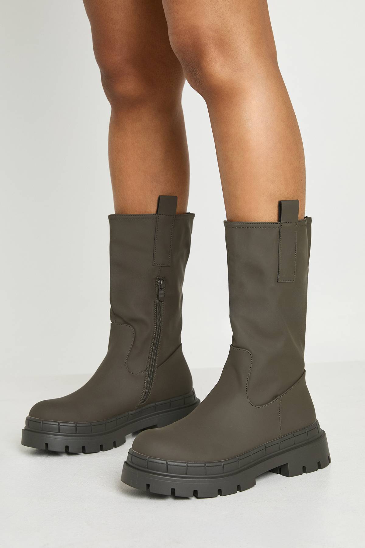 boohoo Bottes en caoutchouc à hauteur de mollet et à semelles épaisses