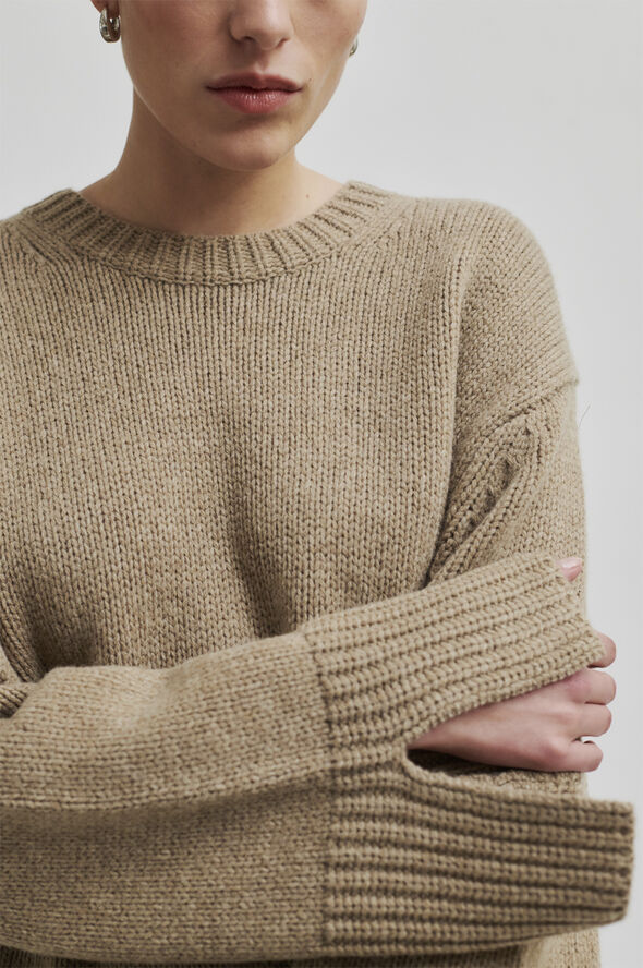 Second Female Cler Wool Knit O-Neck Laurel oak