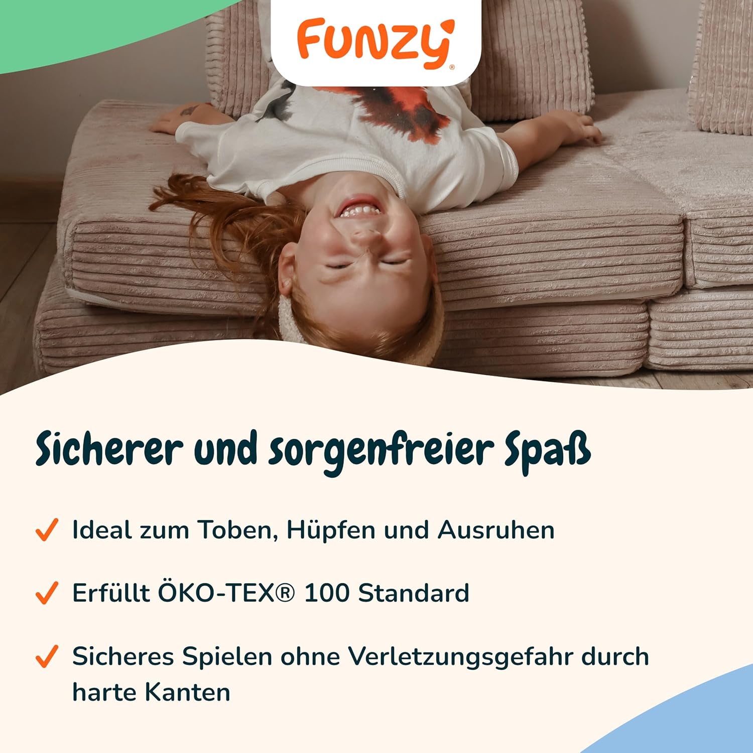 Funzy Mini Spielsofa für Kinder - Unser Mini für kreatives Spielen, Modulare Spielcouch, Waschbarer Bezug, Robust und Langlebig, Oeko-TEX 100 Zertifiziert mit 3 Jahren Garantie, Cord Koala Grau