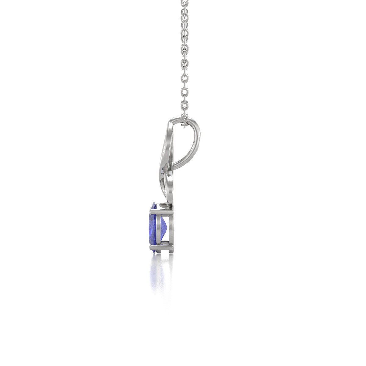 Collier Tanzanite en Or Blanc | 0.85gr | Pendentif Chic avec Chaîne en Or - Aden