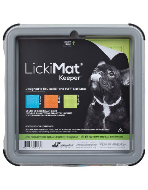 Lickimat Outdoor Keeper - Voederbak\/Voederbakhouder Voor Voermat - Hondenvoerbak - 26x26 cm Grijs