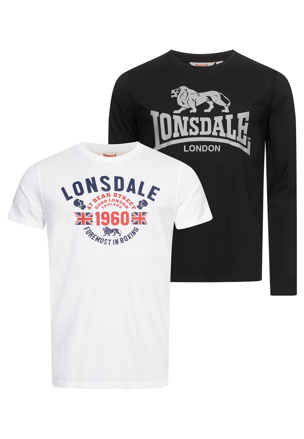 Lonsdale Herren T-Shirt und Langarmshirt normale Passform Doppelpack FINTONA