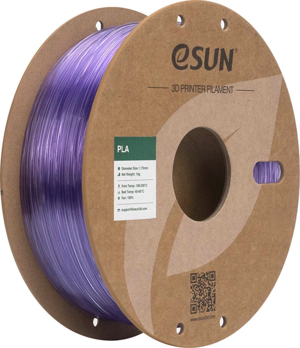 eSUN  PLA-Clear Translucent Light Purple, 1,75 mm / 1000 g    PLA Präzision mit PC Zugfestigkeit in Translucent Light Purple