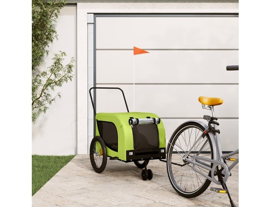 VIDAXL - Remorque de vélo pour animaux de compagnie vert et noir