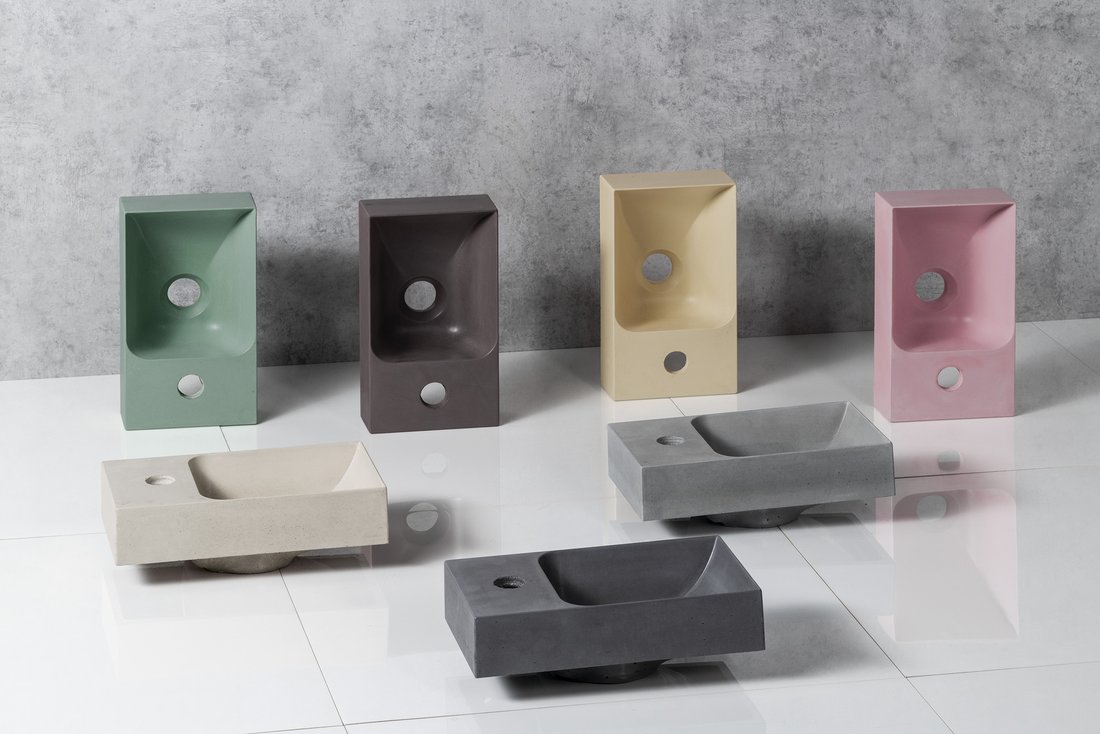 Sapho Piccolino fontein beton kraangat links 31x17cm geel
