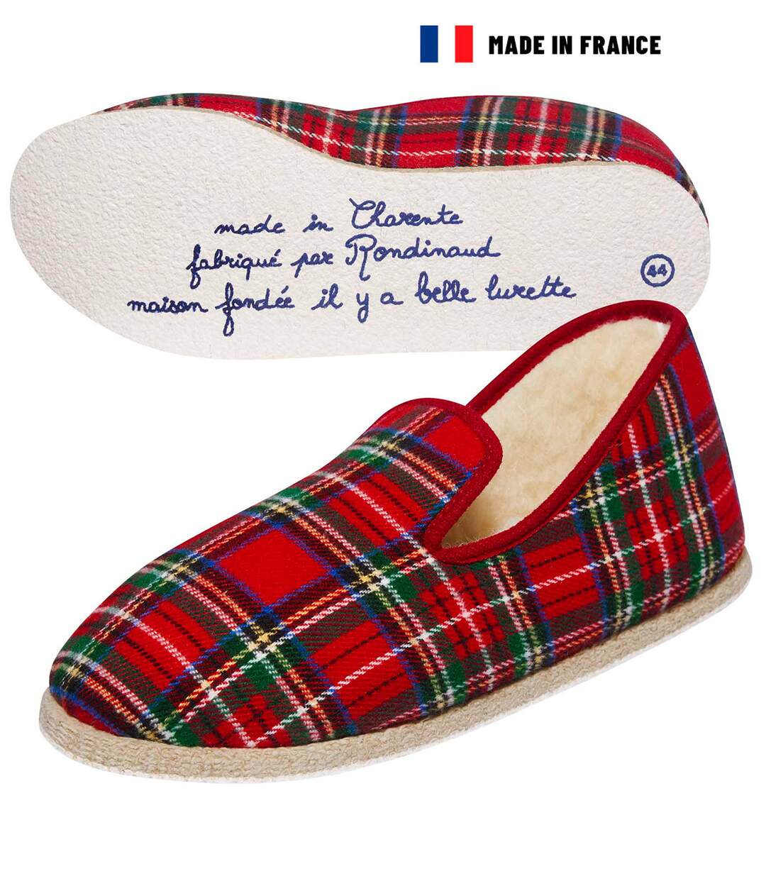Charentaises Françaises à Carreaux Rouge
