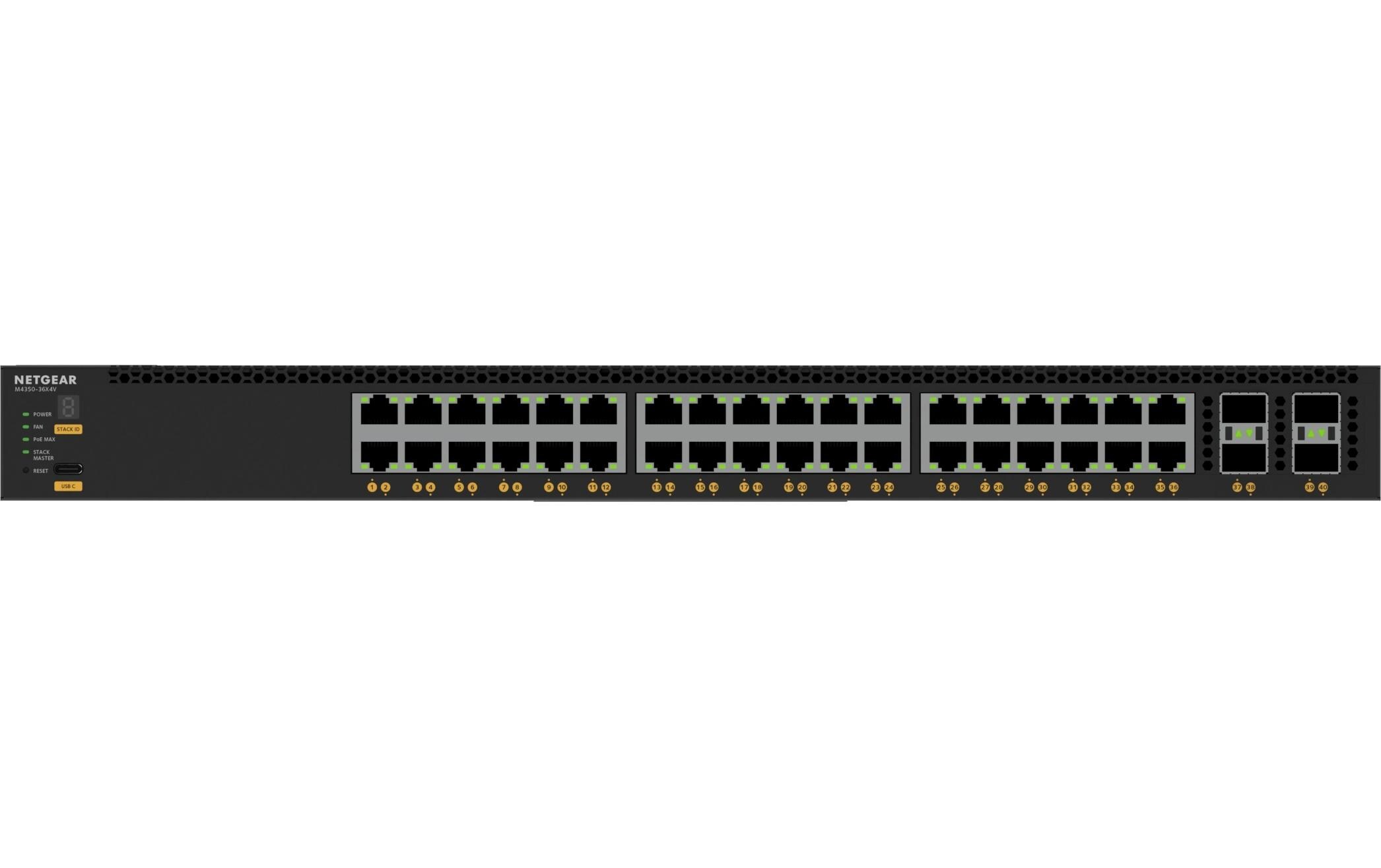 PoE++ Switch AV Line M4350-36X4V 40 Port<br>36x10G/Multi-Gig PoE++ (280W Basis, bis zu 1.760W) und 4xSFP28 25G Managed Switch
