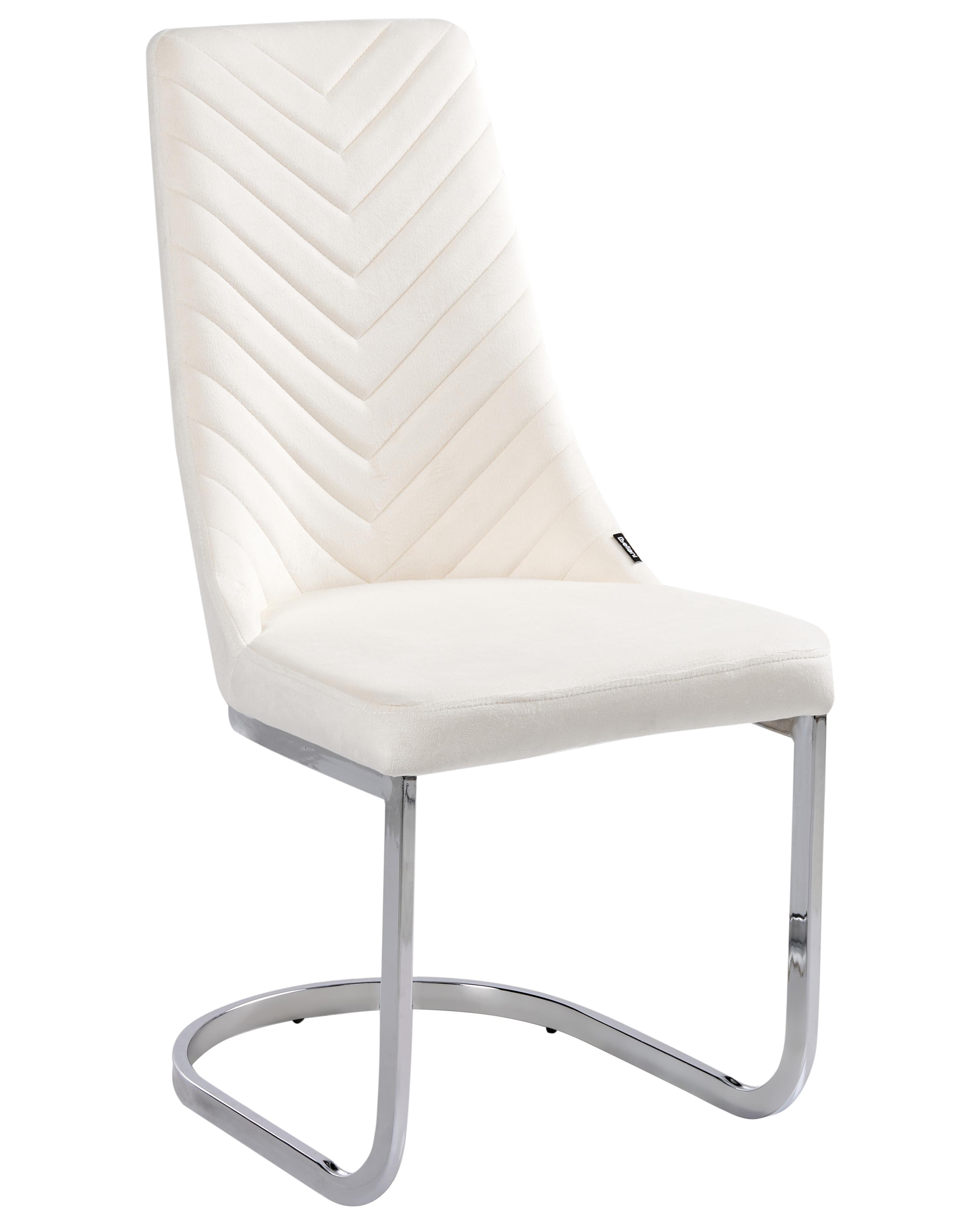 Set van 2 eetkamerstoelen ALTOONA Fluweel Gebroken wit