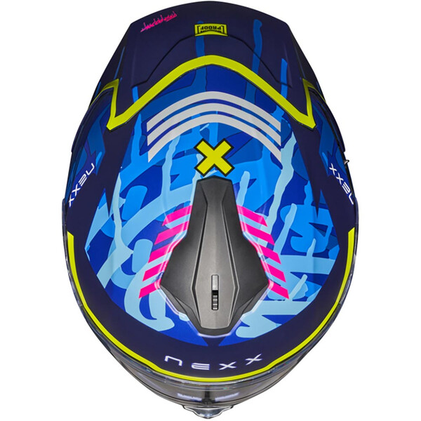 Nexx - Casque Y.100R Urbangram Indigo / Jaune fluo / Bleu Clair