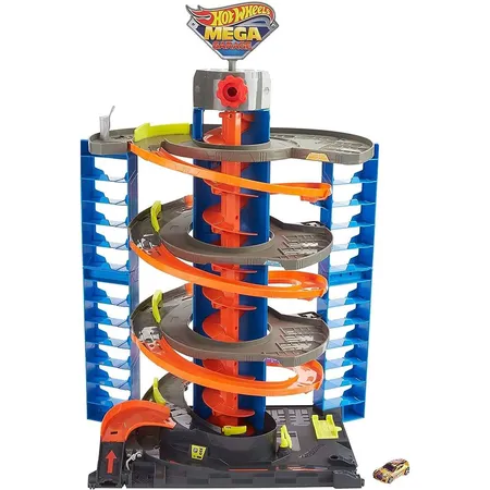 Hot Wheels City Parkgarage Spielset, inkl. 1 Spielzeugauto, Zubehör