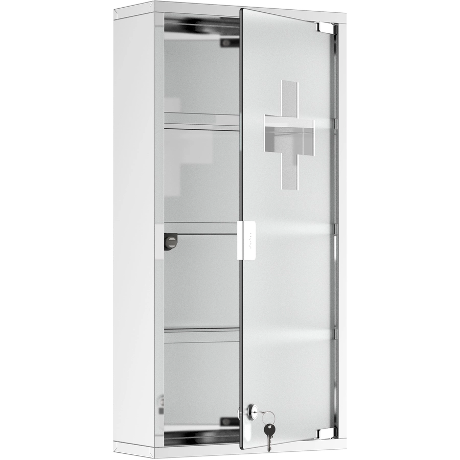HOMCOM Medizinschrank mit 4 Fachböden silber