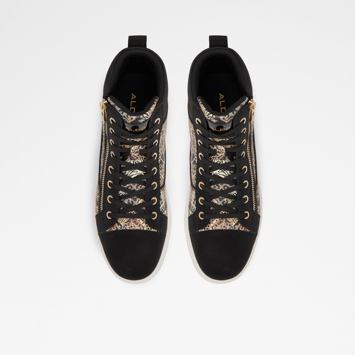 Popstar Black Synthetic Print Men High top