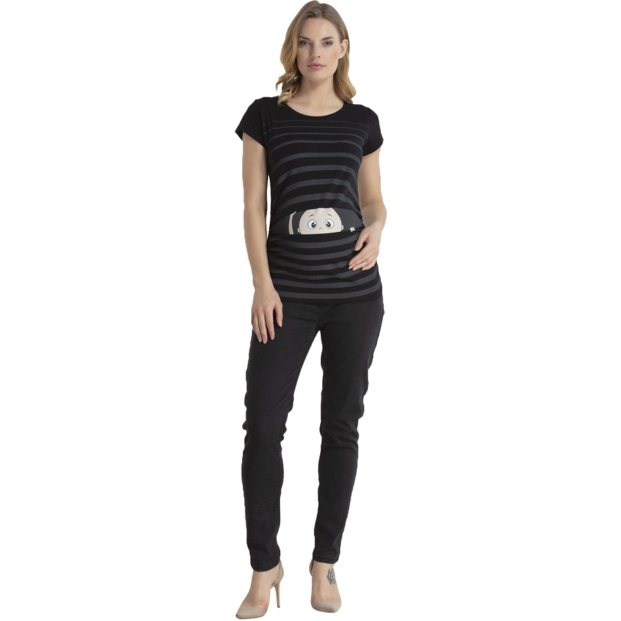 M.M.C. Umstandsshirt Guck Guck mit Motiv Schwarz