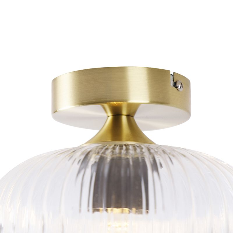 Art Deco plafondlamp messing met helder glas - Karel