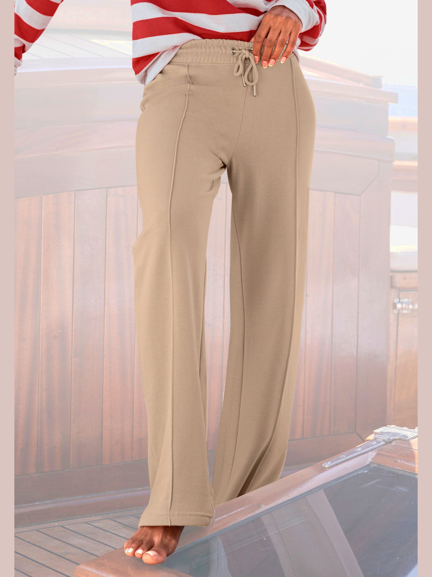 Pantalon détente large pantalon molletonné avec nervures sur l'avant de la jambe