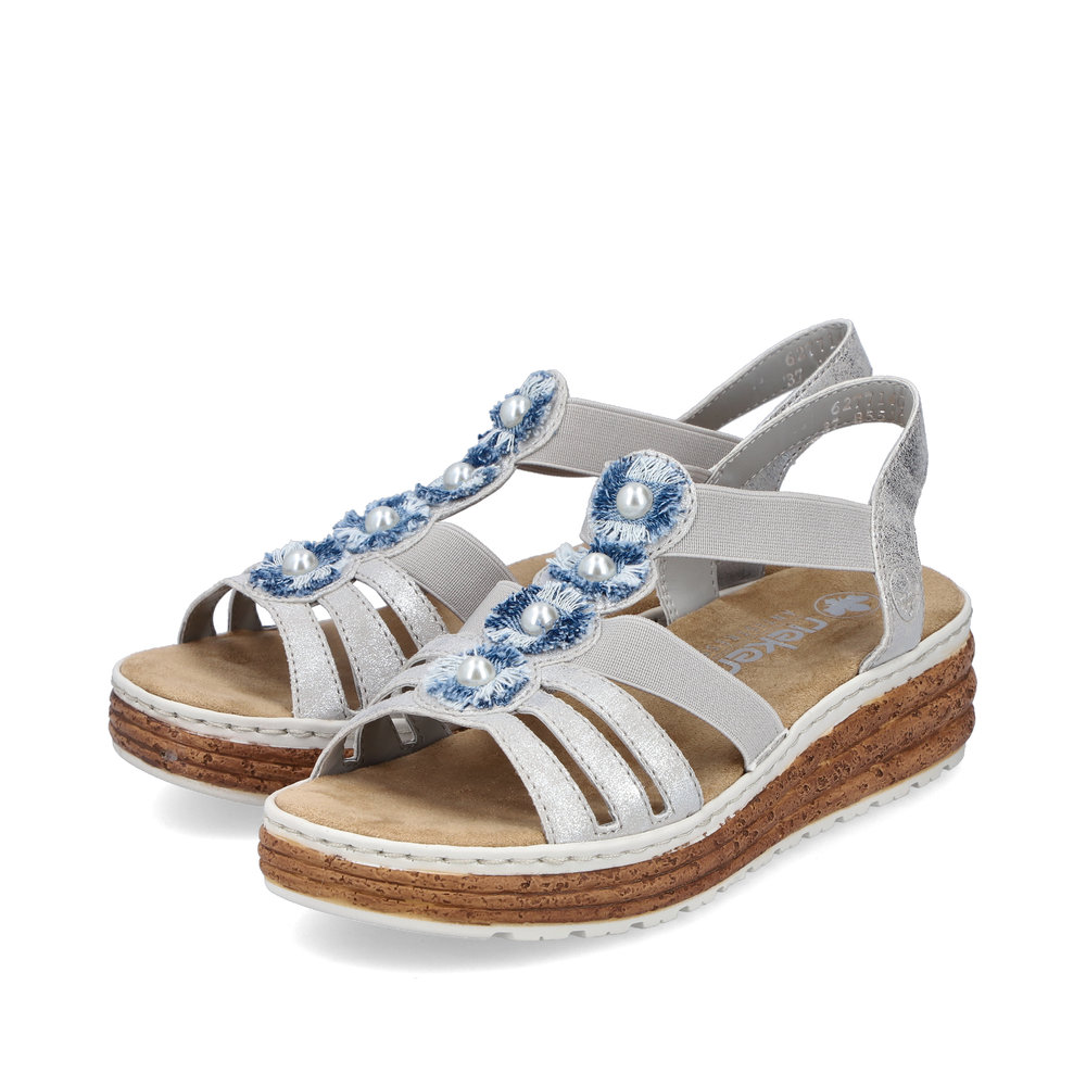 Rieker Damen-Sandalette Nebel-Grau-Silber