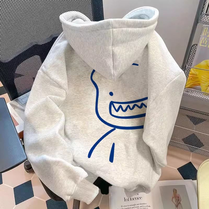 Kupyd - Oversized hoodie met monsterprint en drop-shoulderprint