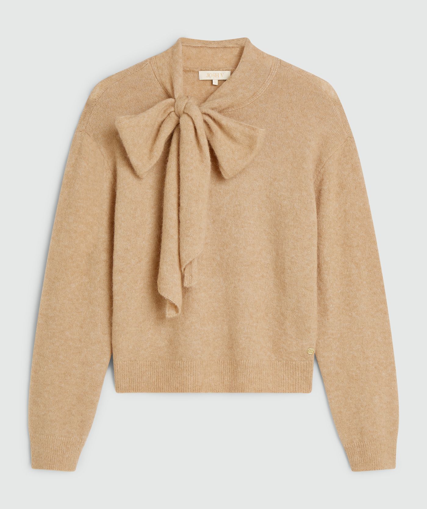 JV-PEMMA regular fit trui met merinowol - light brown melange