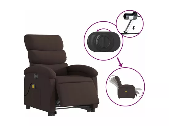 Fauteuil inclinable massant électrique Marron foncé Tissu