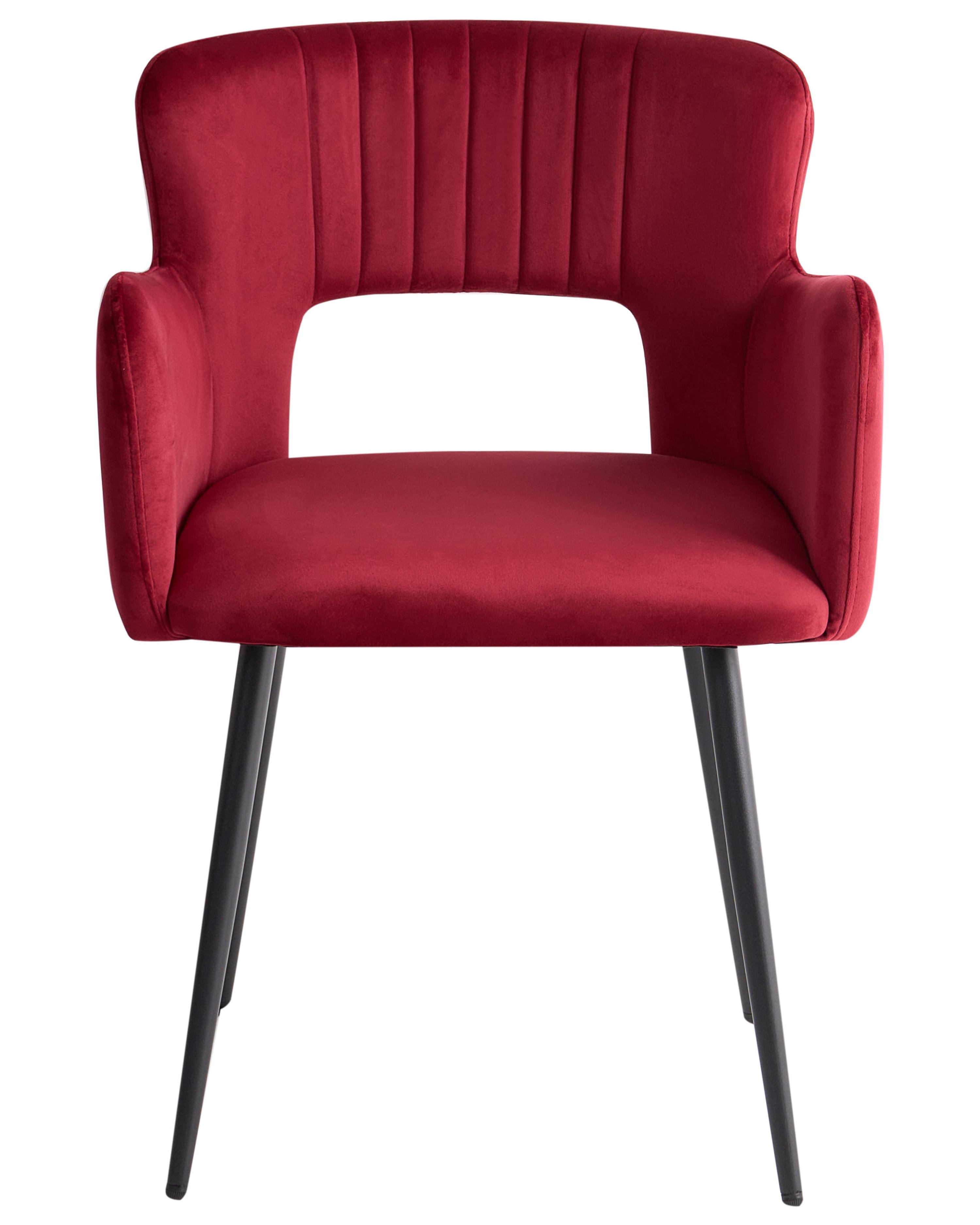 Set van 2 eetkamerstoelen SANILAC Fluweel Donkerrood