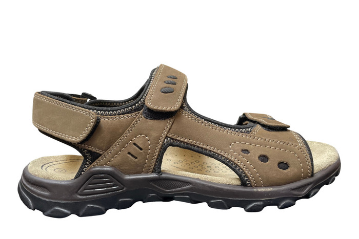 Trekkingsandaler herre brun læder str. 45