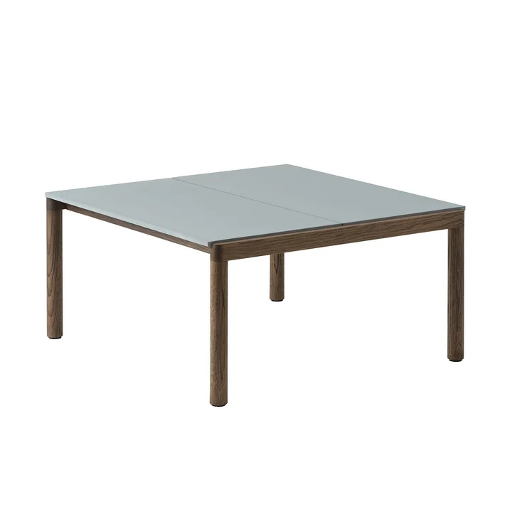 Muuto - Couple Couchtisch, 84 x 80 cm, 2 Plain, Eiche dunkel geölt / pale blue