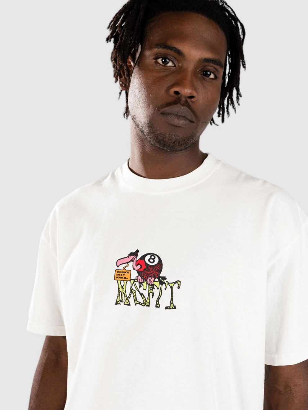 Misfit Shapes Sheer Luck T-Shirt pigment thrift white