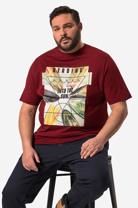 Men+ T-Shirt Bauchfit, Halbarm, großer Print, bis 84/86