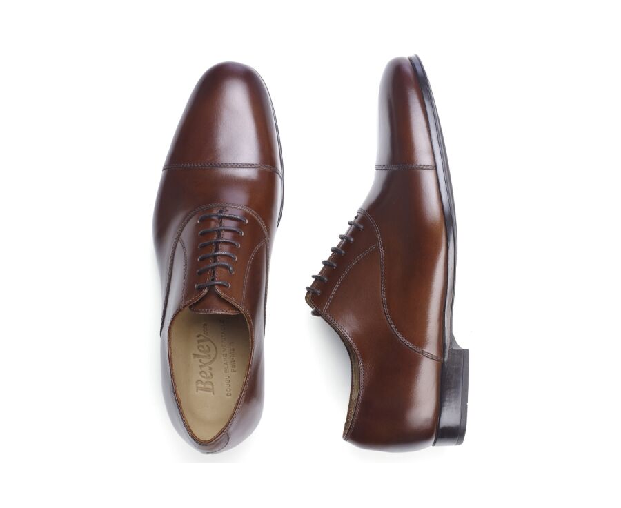 Richelieu homme Châtaigne patiné semelle gomme - LENNOX GOMME URBAN