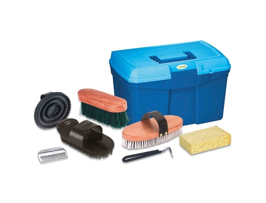 KERBL - Boîte de toilettage pour chevaux avec 7 accessoires bleu 32...