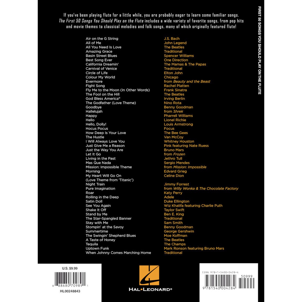 Hal Leonard First 50 Songs You Should Play on Flute songboek voor dwarsfluit