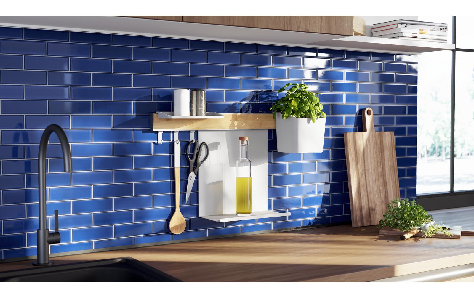 Kombi Set S WeissSelbstklebende Leiste mit Topf, Ablagen und Haken