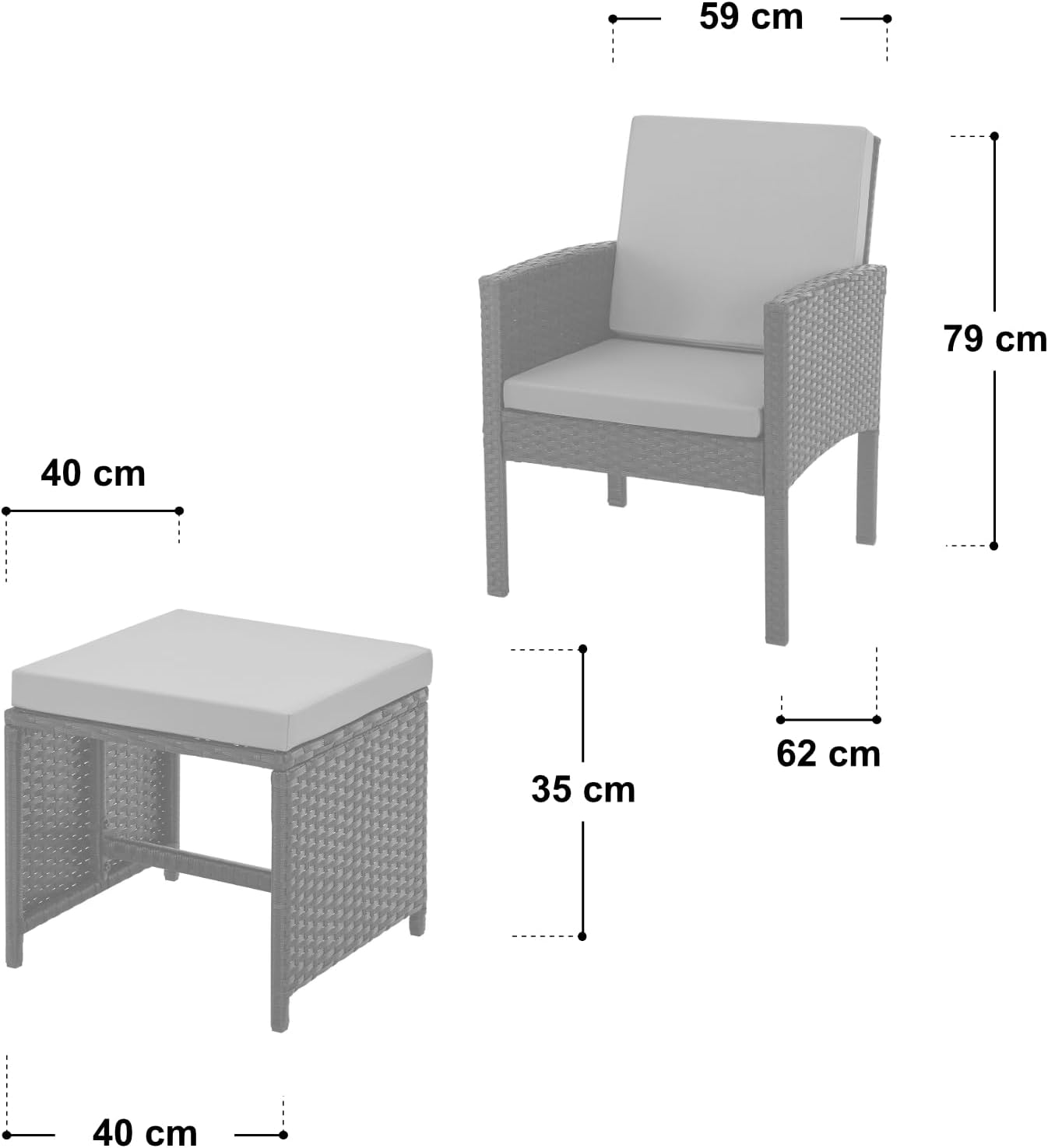 SVITA Denver Polyrattan Gartenmöbel Set 7 Personen Essgruppe Lounge Esstisch Braun