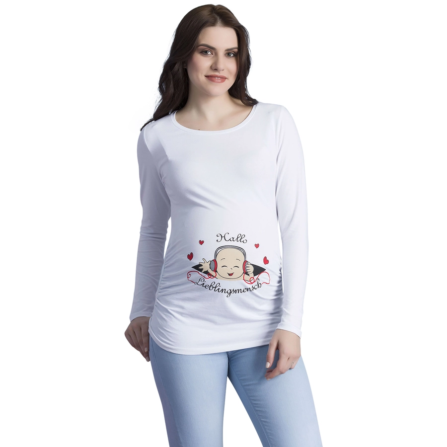 M.M.C. Umstandslangarmshirt Hallo Lieblingsmensch mit Motiv Weiß