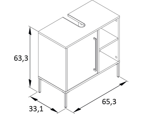 Badkamermeubel van Möbelpartner Kent, afmetingen (B x H x D): 65,3 x 63,3 x 33,1 cm, bosgroen