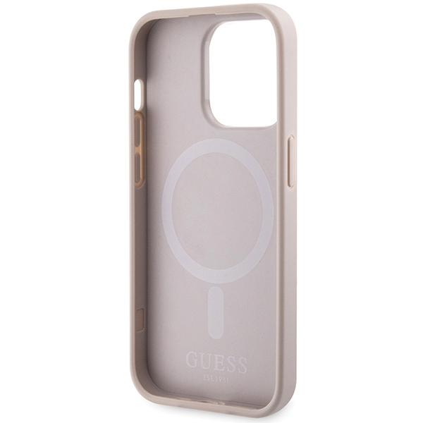 iPhone 15 Pro Max MagSafe Leder Hardcase Hülle 4G Printed Stripes (GUHMP15XP4RPSP) - Rosa