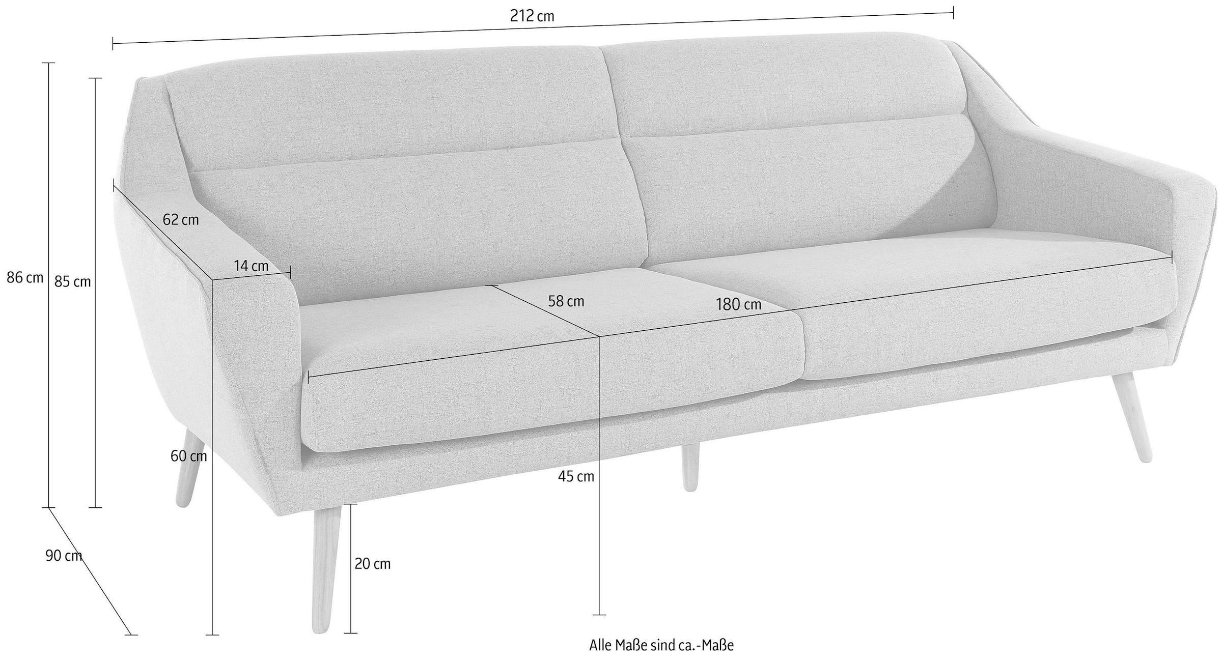 GOODproduct 3-Sitzer »Bille« mit Naht im Rückenkissen und Eiche-Beinen, Design by Morten Georgsen
