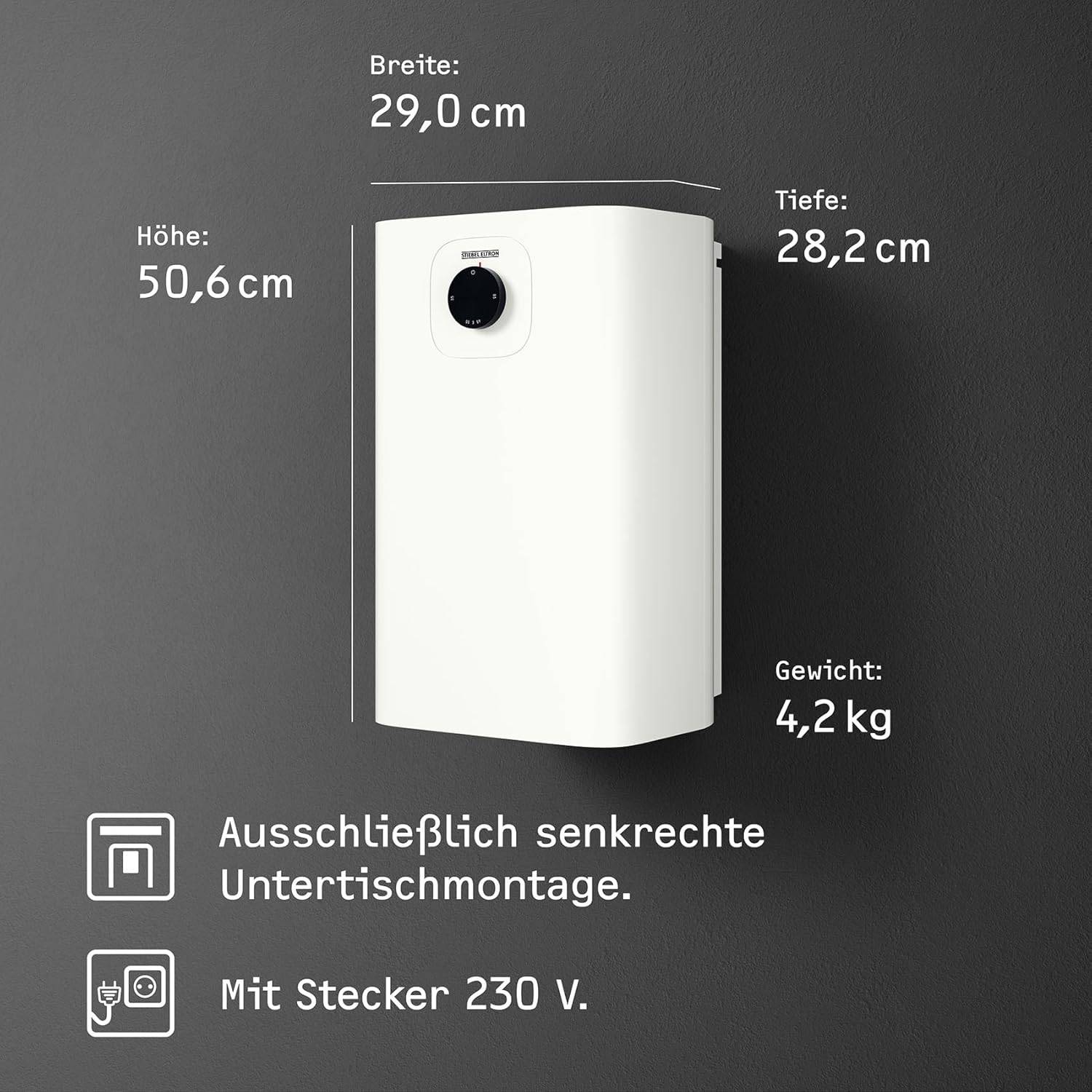 Neueste Generation STIEBEL ELTRON Boiler SNU 10 Plus, antitropf-, thermostop-Funktion, Untertischboiler 10 Liter Niederdruck, mit Stecker 230V, 2 kW, Made in Germany, 204980