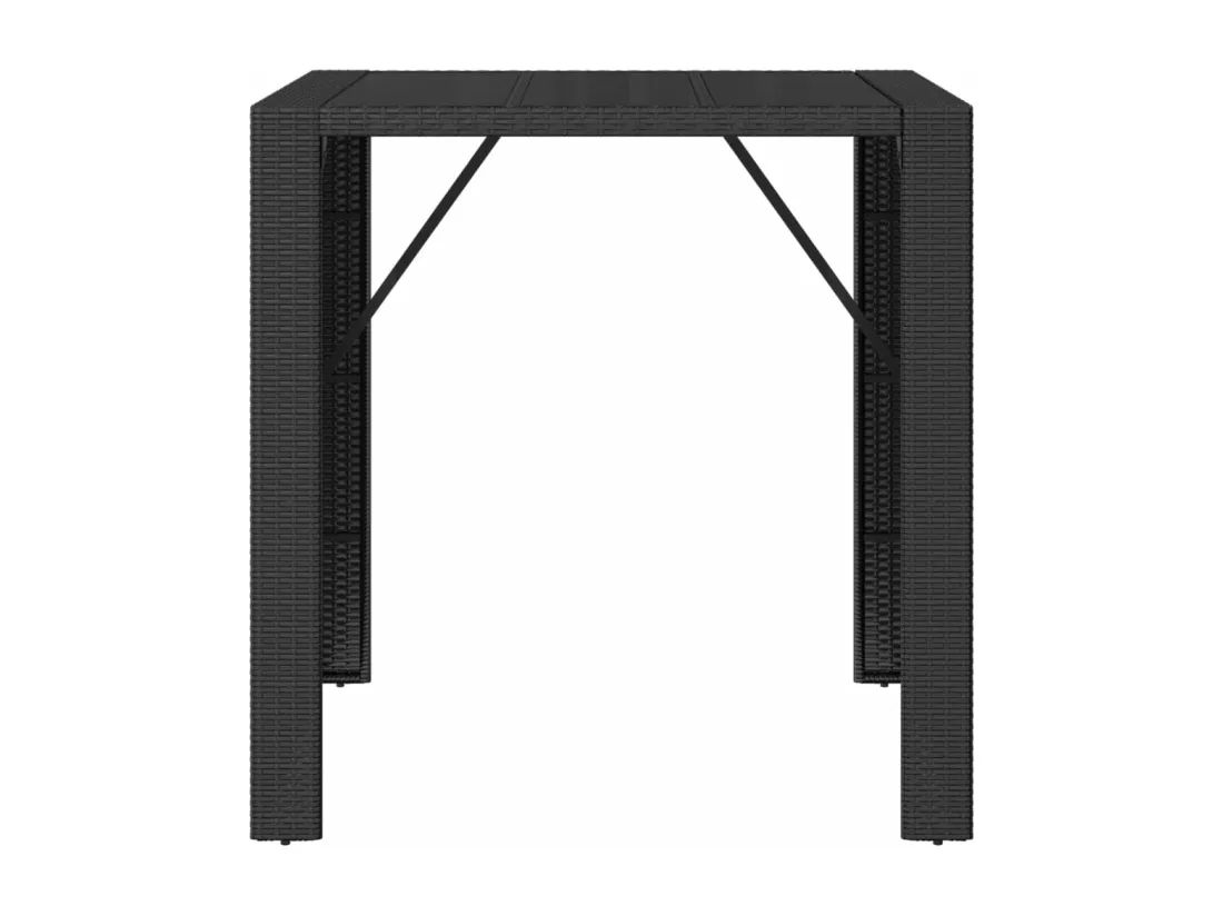 Prolenta Premium - Table de bar et dessus en verre noir 105x80x110 cm poly rotin