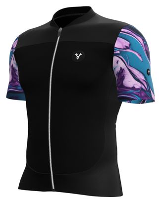Maillot Manches Courtes LeBram Ventoux Pétrole Noir Bleu