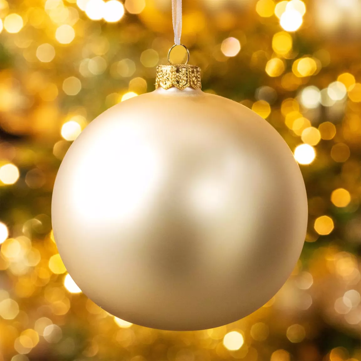 Lot de 4 boules de Noël en verre (D100 mm) Arctique mate Perle
