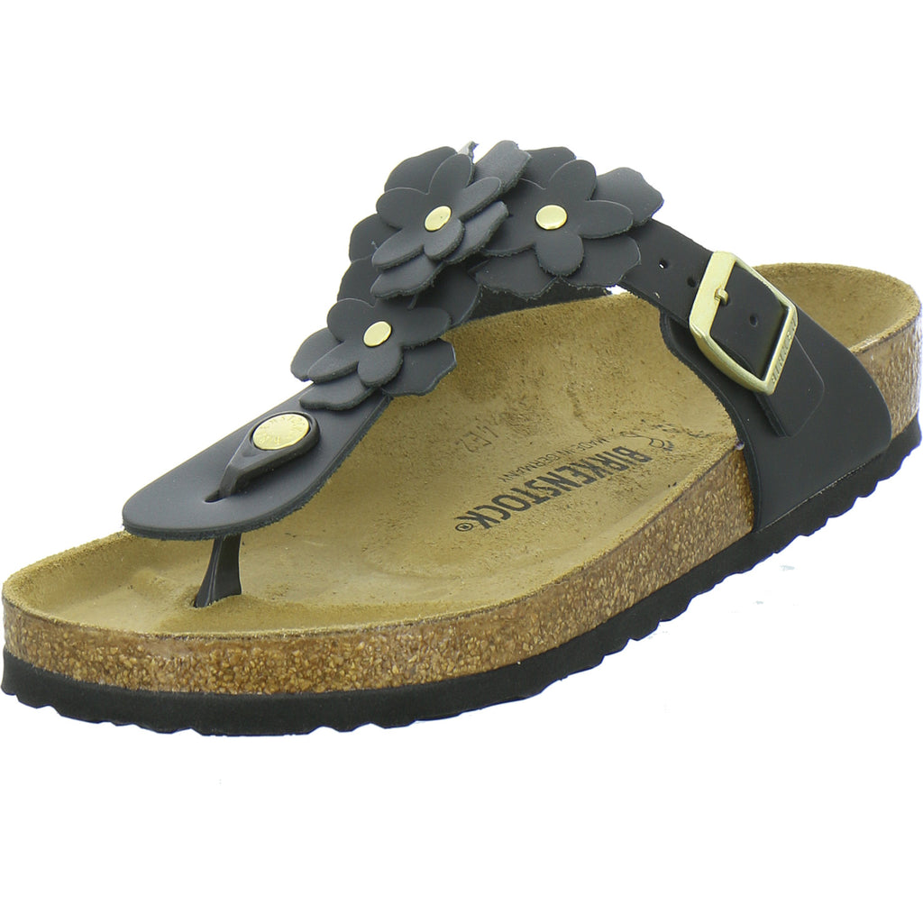 Birkenstock Pantoletten Damen Gizeh Flower Schwarz
