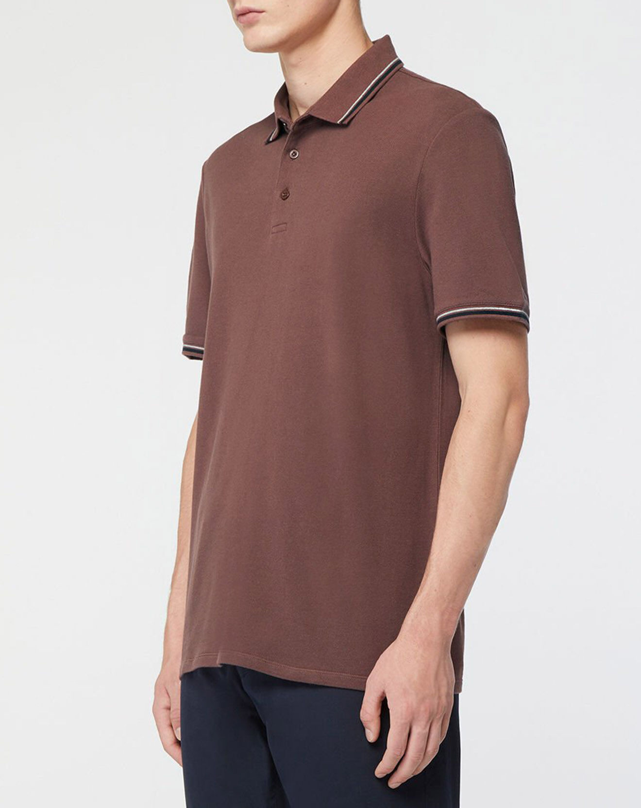 Galeries Lafayette Polo en Coton bio Dolobas Heritage marron foncé